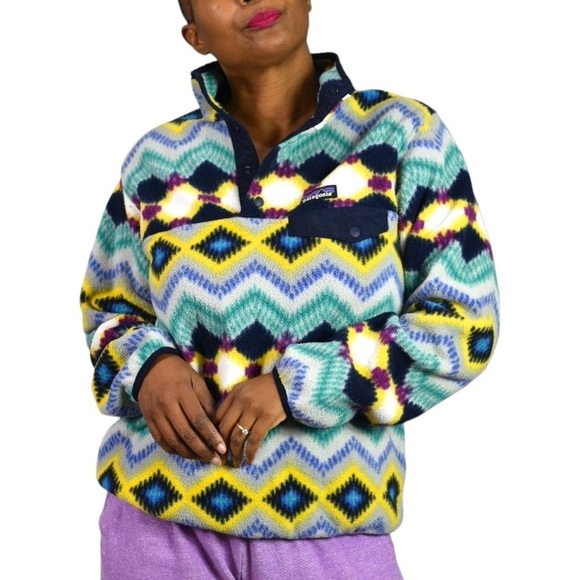 Patagonia Pullover Synchilla Snap T Blue Timber Twist Fleece Pullover Size Small - Picture 15 of 15